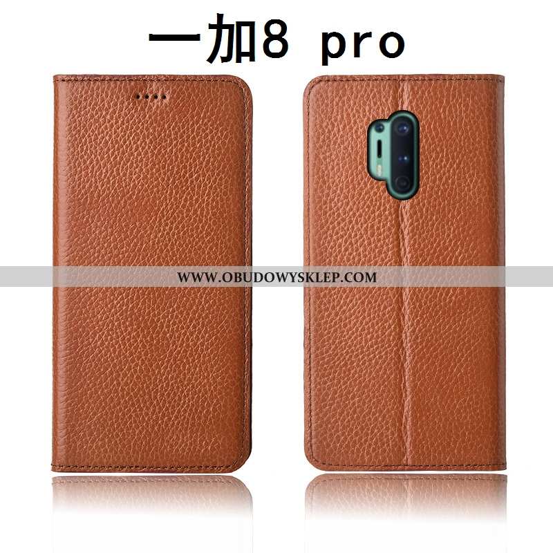 Pokrowce Oneplus 8 Pro Prawdziwa Skóra Litchi Klapa, Obudowa Oneplus 8 Pro Miękki Etui Żółta