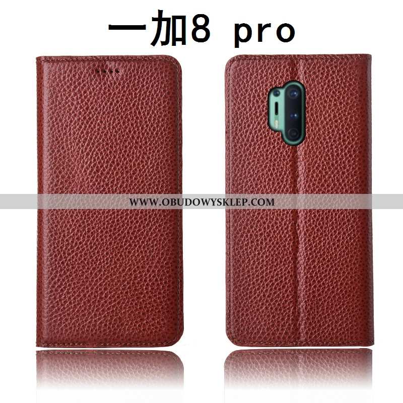 Pokrowce Oneplus 8 Pro Prawdziwa Skóra Litchi Klapa, Obudowa Oneplus 8 Pro Miękki Etui Żółta