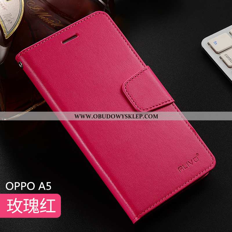 Pokrowce Oppo A5 Miękki Skórzane Etui Anti-fall, Obudowa Oppo A5 Silikonowe Klapa Rozowa