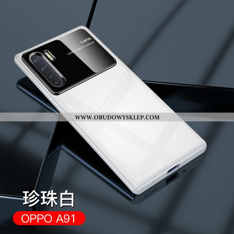Pokrowce Oppo A91 Cienkie Biały Telefon Komórkowy, Obudowa Oppo A91 Szkło Zakochani Biała