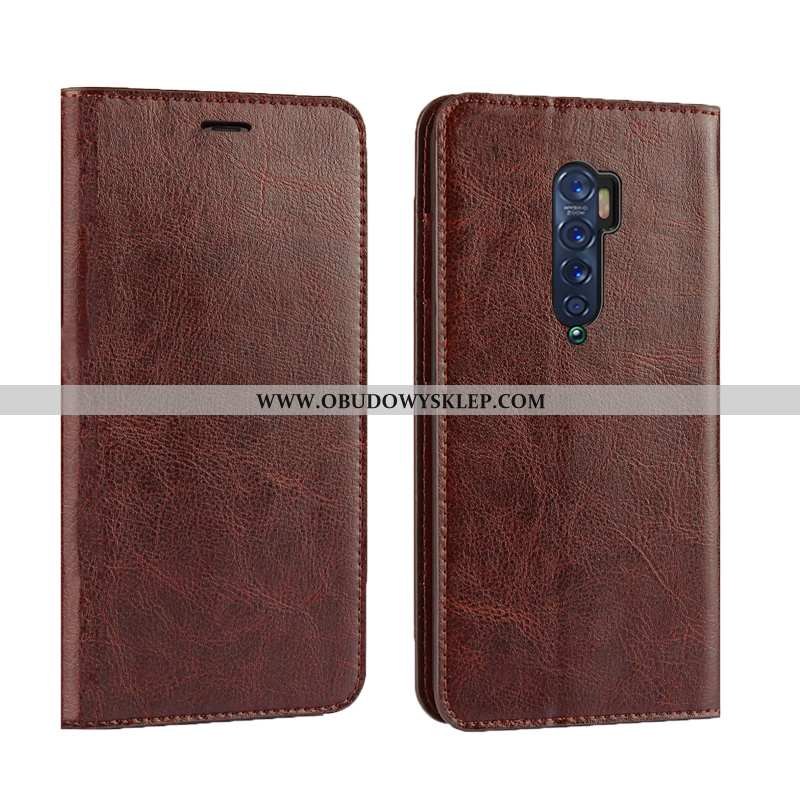 Pokrowce Oppo Reno2 Luksusowy Skórzane Etui Khaki, Obudowa Oppo Reno2 Prawdziwa Skóra Jakość Khaki