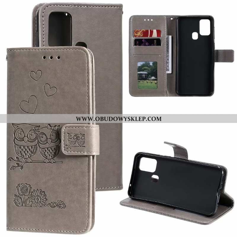 Pokrowce Samsung Galaxy A21s Ochraniacz Szary Futerał, Obudowa Samsung Galaxy A21s Skórzane Etui Sza