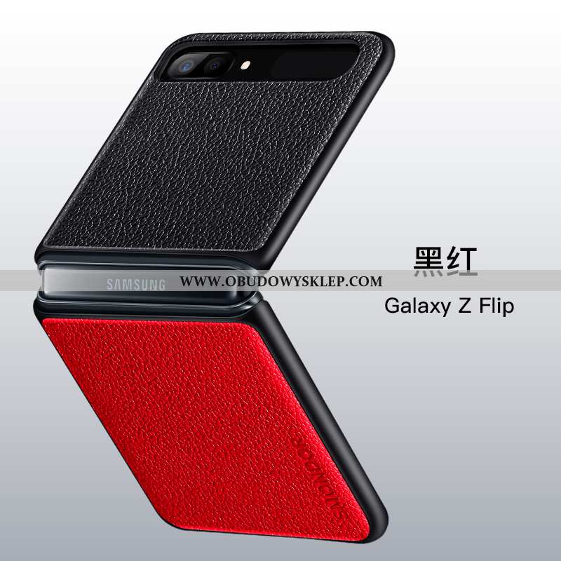 Pokrowce Samsung Z Flip Skórzane Etui Silikonowe Anti-fall, Obudowa Samsung Z Flip Prawdziwa Skóra S