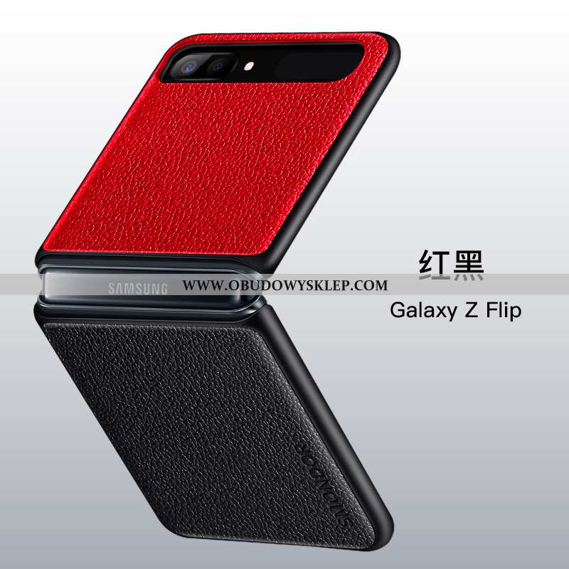 Pokrowce Samsung Z Flip Skórzane Etui Silikonowe Anti-fall, Obudowa Samsung Z Flip Prawdziwa Skóra S