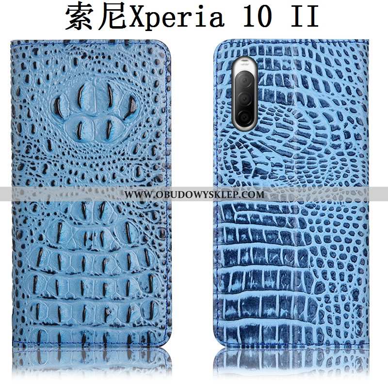 Pokrowce Sony Xperia 10 Ii Prawdziwa Skóra Futerał Niebieski, Obudowa Sony Xperia 10 Ii Ochraniacz E