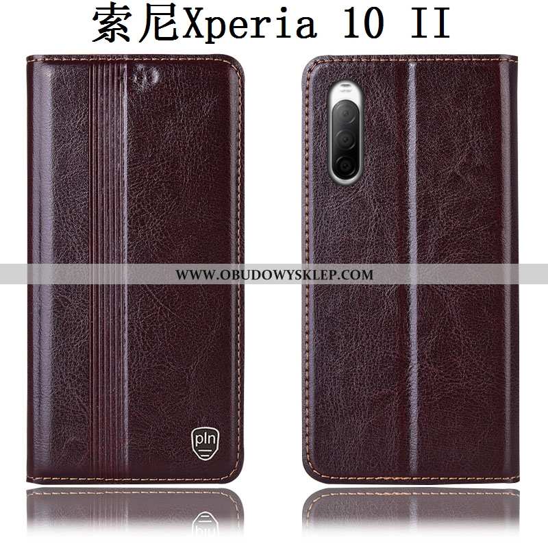 Pokrowce Sony Xperia 10 Ii Skórzane Etui Futerał Etui, Obudowa Sony Xperia 10 Ii Ochraniacz Brązowe
