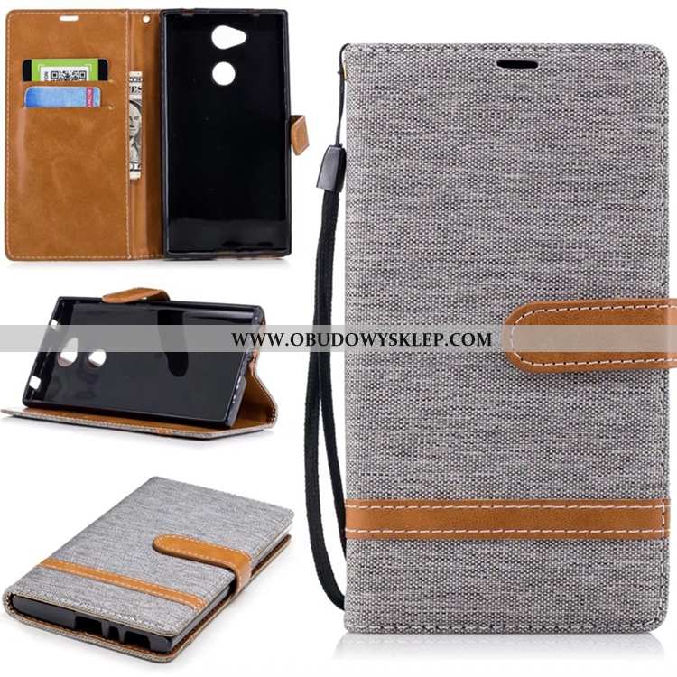 Pokrowce Sony Xperia L2 Skórzane Etui Anti-fall, Obudowa Sony Xperia L2 Portfel Karta Niebieska