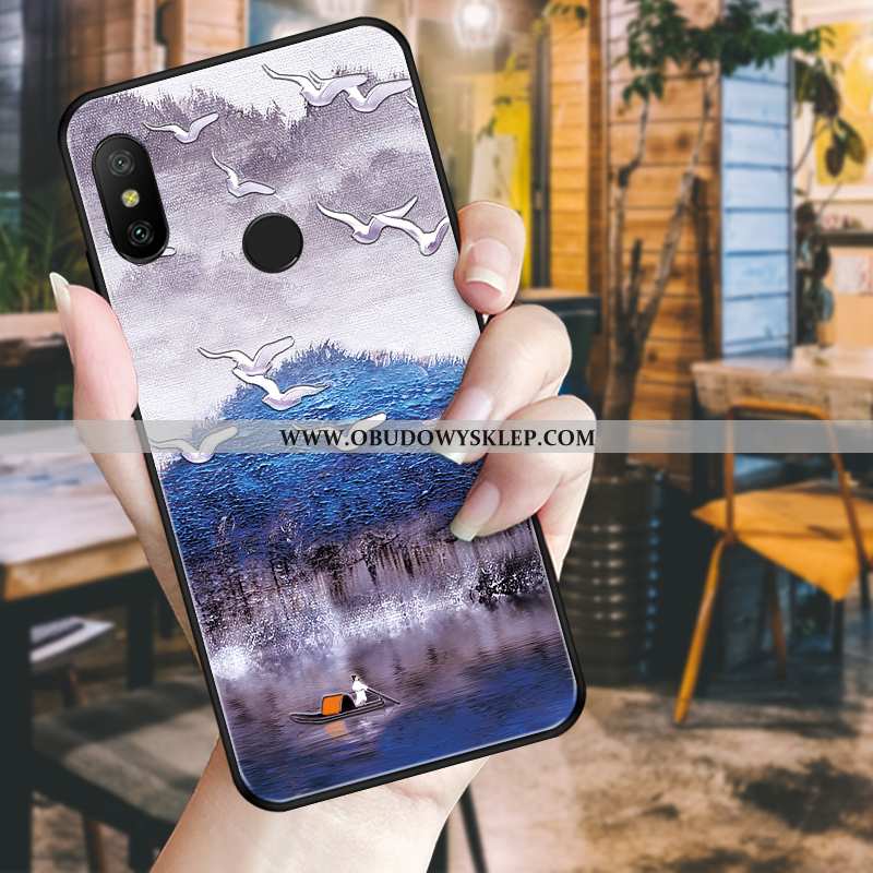 Pokrowce Xiaomi Mi A2 Lite Kreatywne Chiński Styl Niebieski, Obudowa Xiaomi Mi A2 Lite Relief Trendy
