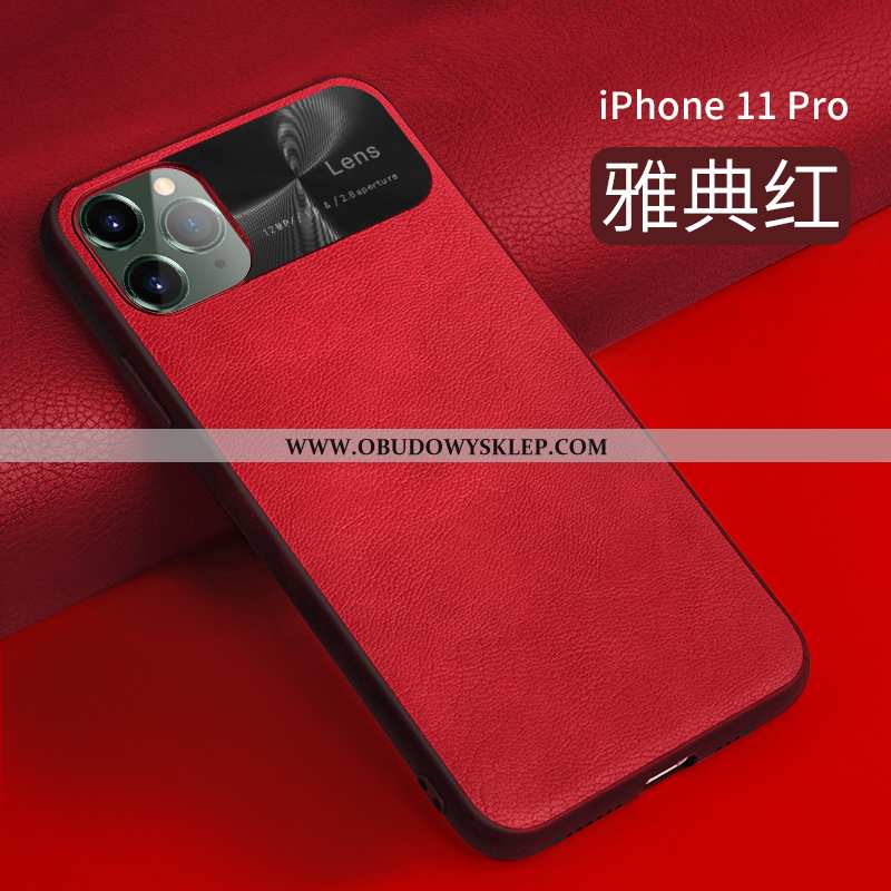 Pokrowce iPhone 11 Pro Skórzane Etui Telefon Komórkowy Cienkie, Obudowa iPhone 11 Pro Skóra Czerwony