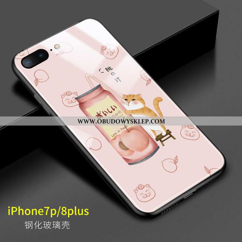 Pokrowce iPhone 8 Plus Kreskówka Kotek Telefon Komórkowy, Obudowa iPhone 8 Plus Piękny Szkło Zielone