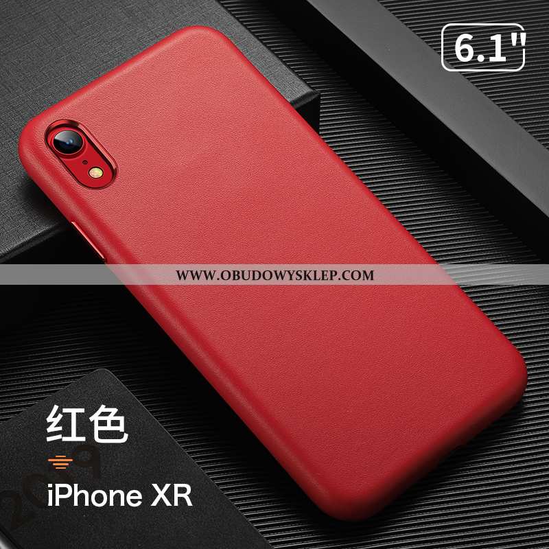 Pokrowce iPhone Xr Skóra Anti-fall Czerwony Netto, Obudowa iPhone Xr Trendy Osobowość Beżowa