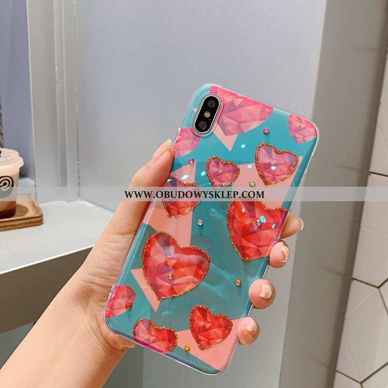 Pokrowce iPhone Xs Rhinestone All Inclusive Miłość, Obudowa iPhone Xs Osobowość Trendy Niebieska