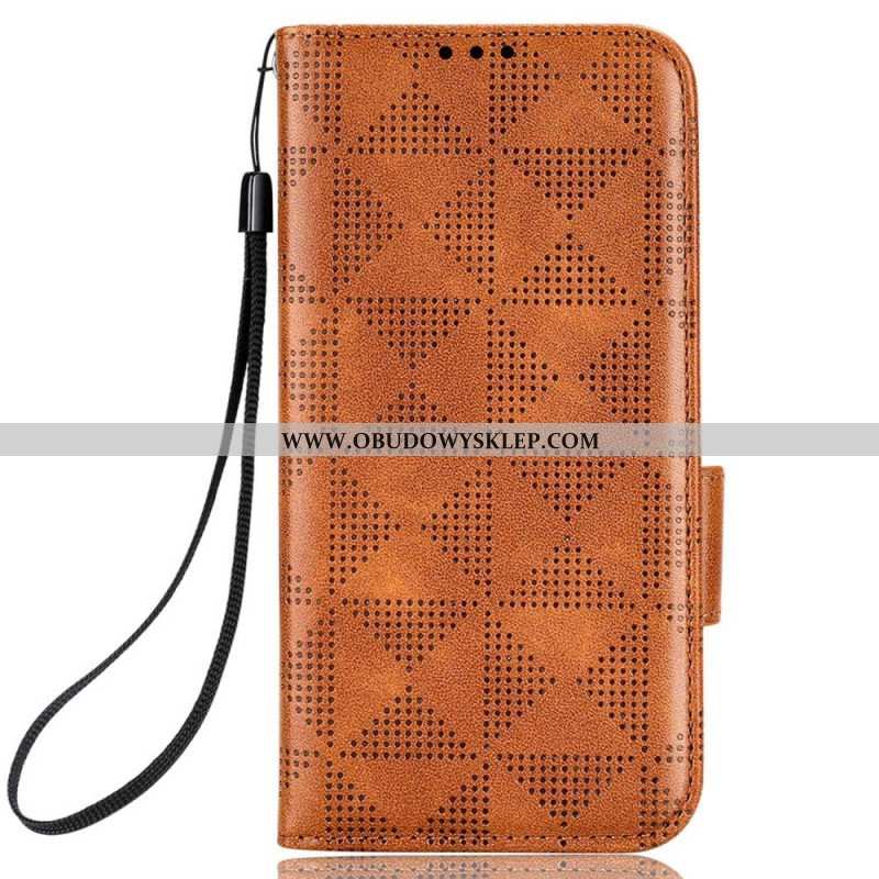 Etui Folio do Google Pixel 7 Nadrukowane Trójkąty Ze Smyczą