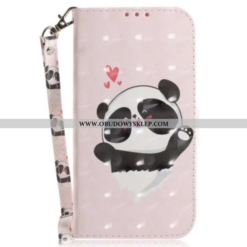 Etui Folio do Poco X4 Pro 5G z Łańcuch Mała Panda Z Paskiem