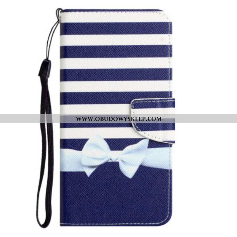 Etui Folio do Samsung Galaxy A53 5G z Łańcuch Pasek Marynarki Wojennej