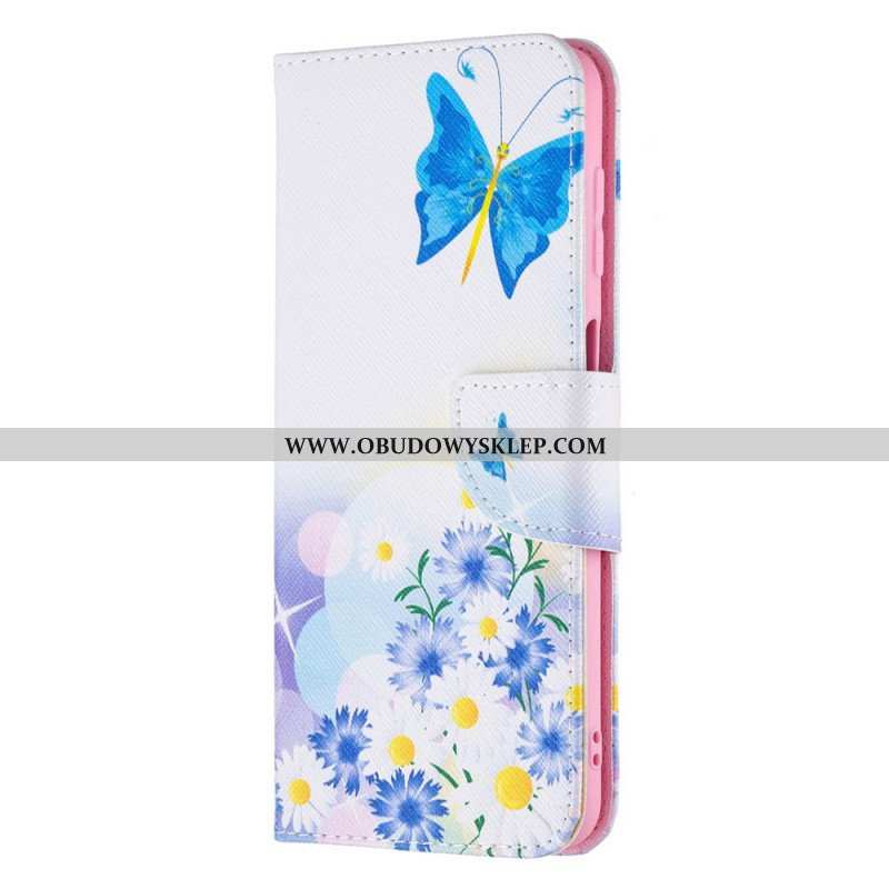 Etui Folio do Samsung Galaxy M32 Malowane Motyle I Kwiaty