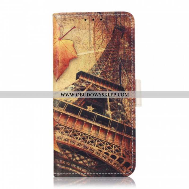 Etui Folio do Samsung Galaxy M32 Wieża Eiffla Jesienią