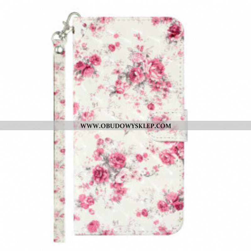 Etui Folio do Samsung Galaxy S21 Ultra 5G z Łańcuch Pasek Light Spot Flowers
