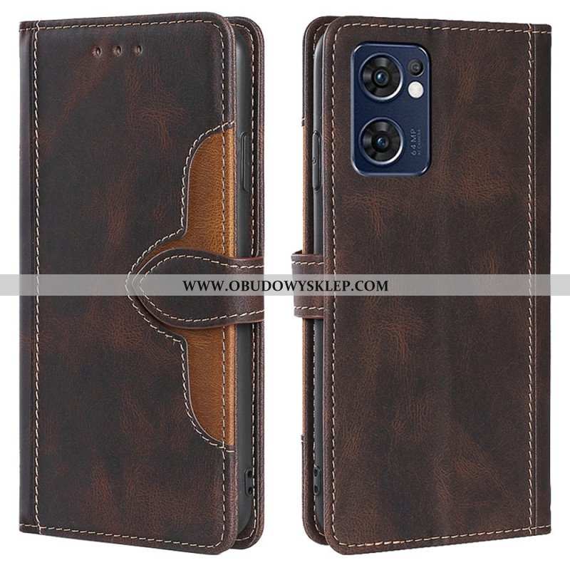 Etui Na Telefon Pokrowce do Oppo Find X5 Lite Dwukolorowa Stylowa Sztuczna Skóra