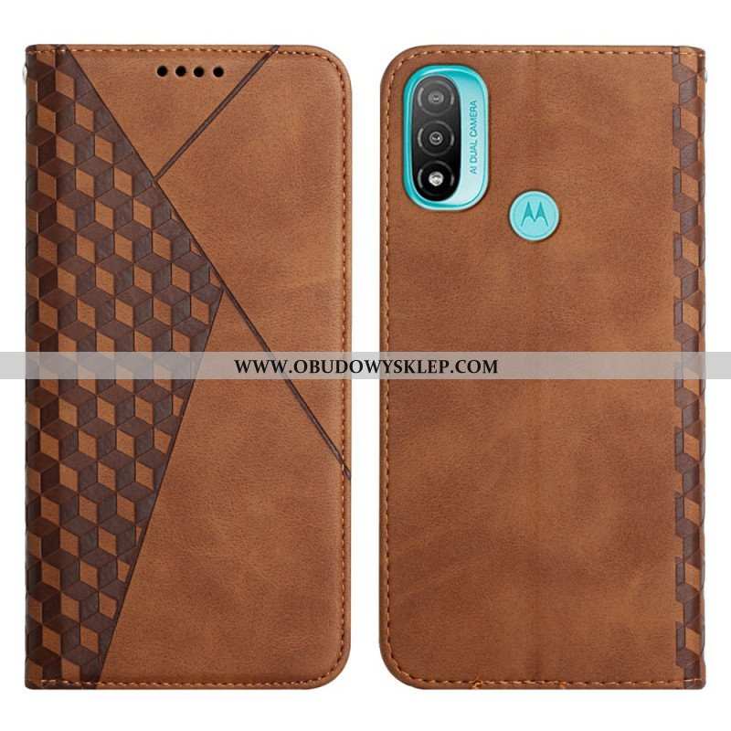 Etui Na Telefon do Moto E40 / E30 / E20 Etui Folio Efekt Geo Skóry