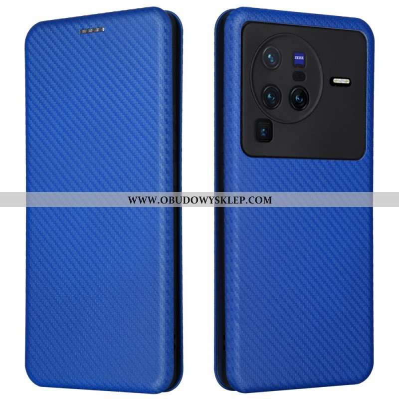 Etui Na Telefon do Vivo X80 Pro Etui Folio Kolorowe Włókno Węglowe