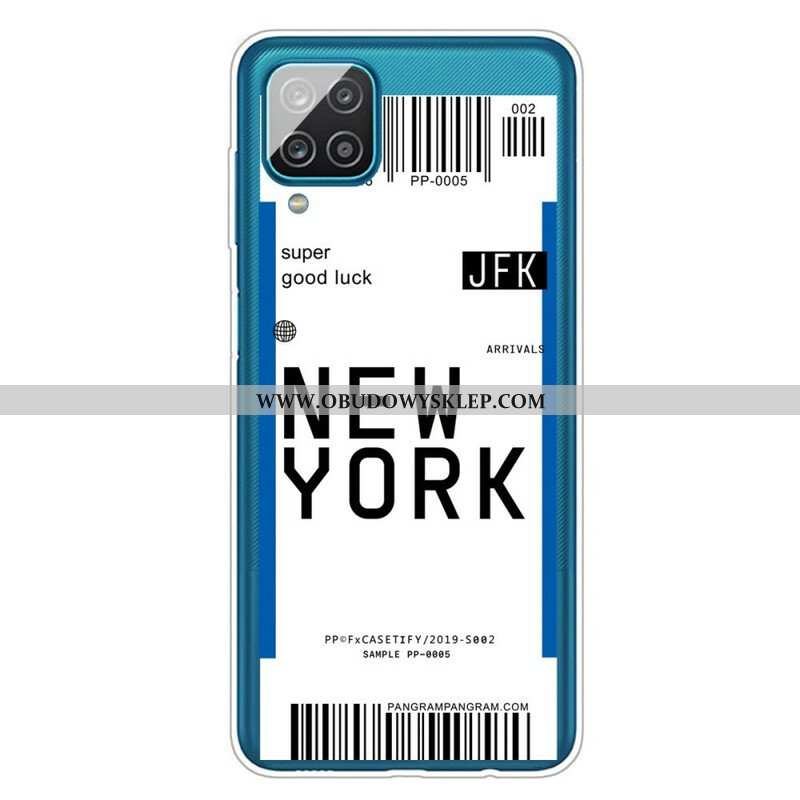 Etui do Samsung Galaxy M12 / A12 Karta Pokładowa Do Nowego Jorku