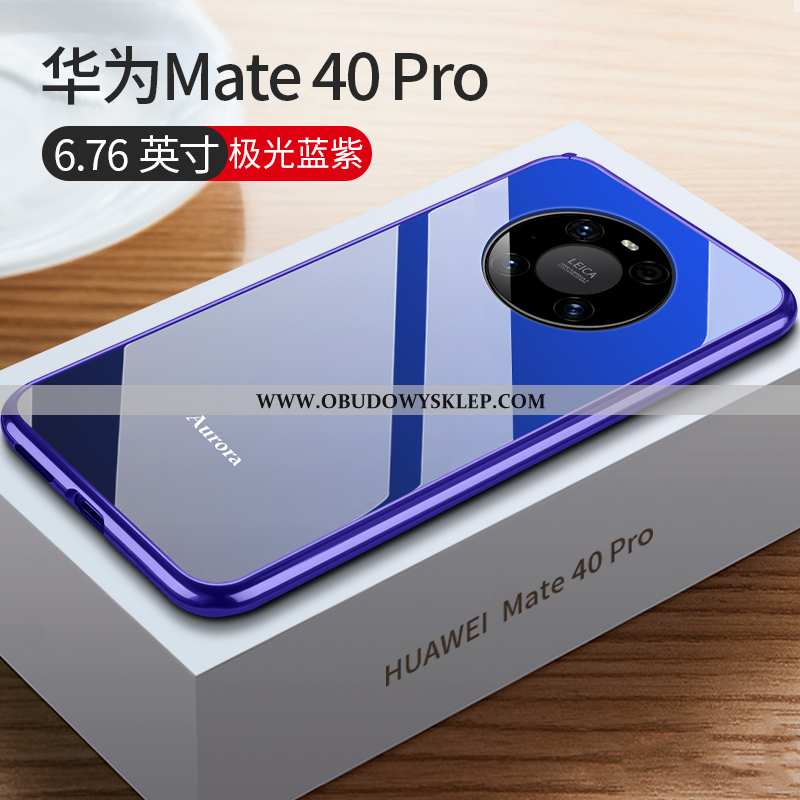 Pokrowce Huawei Mate 40 Pro Cienkie Nowy Ochraniacz, Obudowa Huawei Mate 40 Pro Metal Szkło Niebiesk