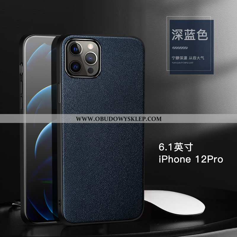 Pokrowce iPhone 12 Pro Prawdziwa Skóra Górna Skóra Anti-fall, Obudowa iPhone 12 Pro Skóra Zielony Zi