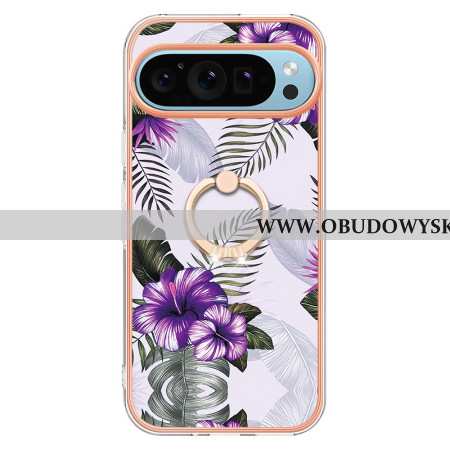 Etui Do Google Pixel 9 Pro Pierścień Wspierający Fioletowe Kwiaty