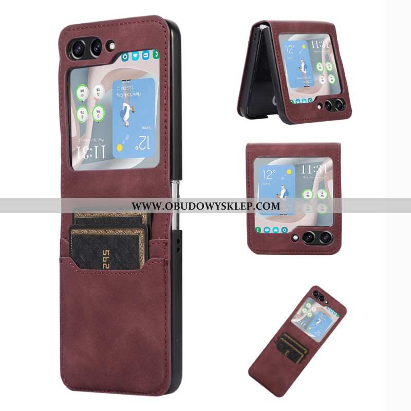 Etui Do Samsung Galaxy Z Flip 5 Etui Na Karty Retro Z Efektem Skóry