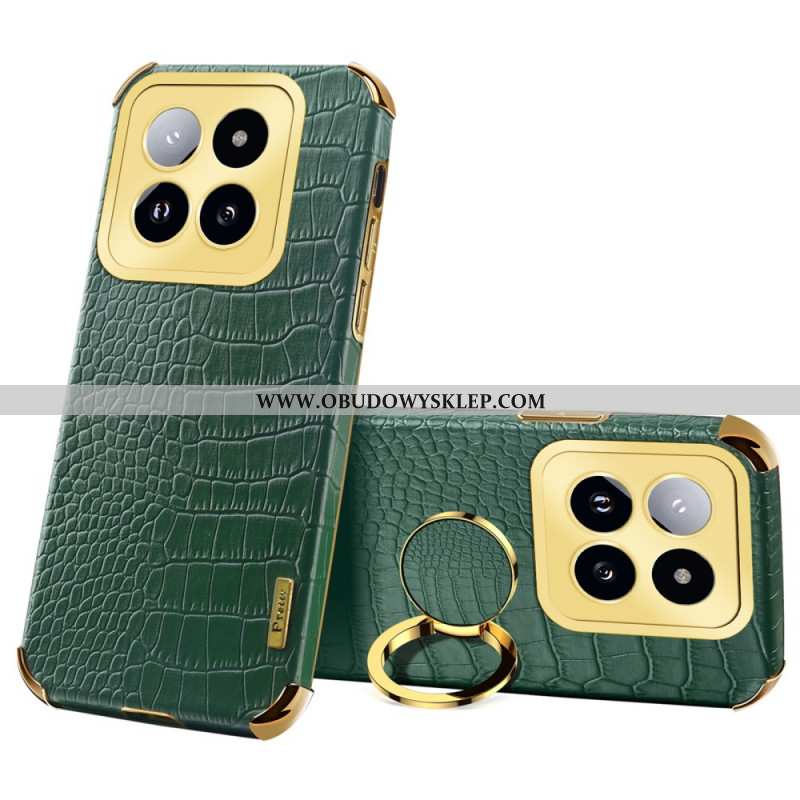 Etui Do Xiaomi 14 Pro Efekt Krokodyla Z Pierścieniem Podporowym