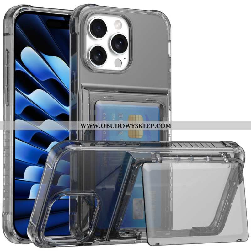 Etui Do iPhone 16 Pro Max Przezroczysty Uchwyt Na Karty I Stojak