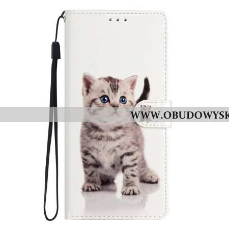 Etui Folio Do Oppo A98 5g Słodki Kot Z Paskiem
