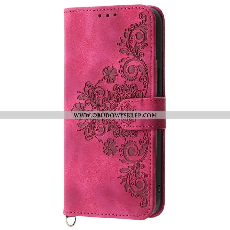 Etui Folio Do Oppo Reno 11f 5g Koronka Z Paskiem I Paskiem Na Ramię