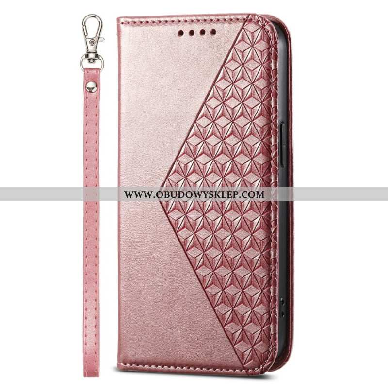 Etui Folio Do Realme 12 / 12x 5g Nadruk W Romby Na Ramiączkach
