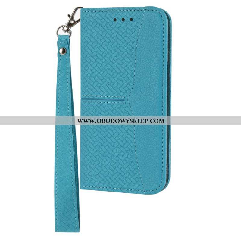 Etui Folio Do Samsung Galaxy A15 5g Tkany Wzór Z Paskami