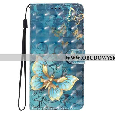 Etui Folio Do Samsung Galaxy A16 5g Zielone I Złote Motyle