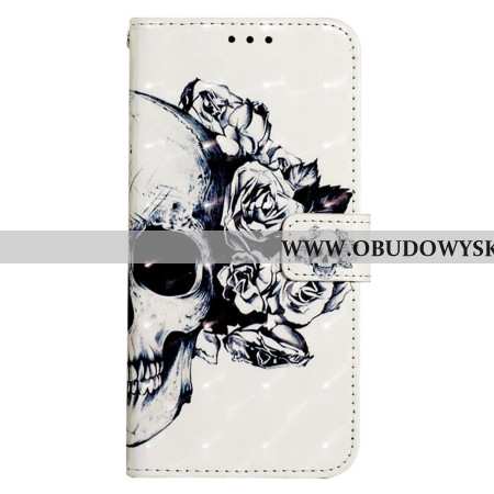 Etui Folio Do Samsung Galaxy S24 5g Kwiatowa CZaszka Z Paskiem