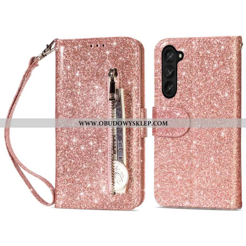 Etui Folio Do Samsung Galaxy Z Fold 5 Błyszcząca Torebka Z Paskiem