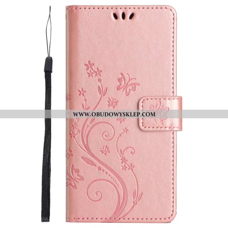 Etui Folio Do Sony Xperia 1 Vi Kwiaty I Motyle Z Paskiem