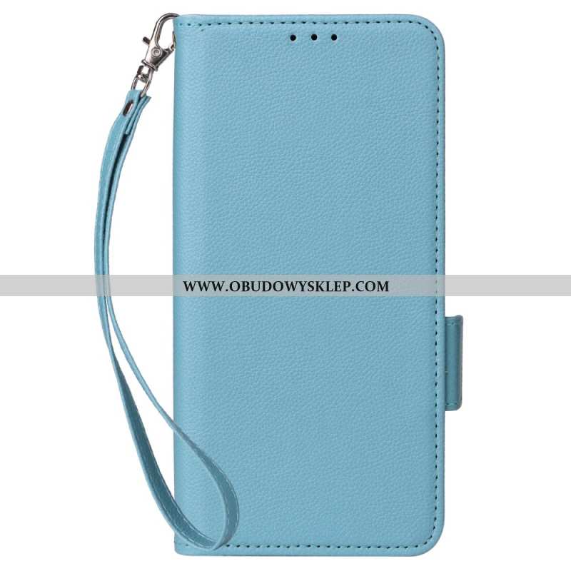Etui Folio Do Sony Xperia 10 Vi Podwójne Zapięcie I Pasek O Fakturze Litchi