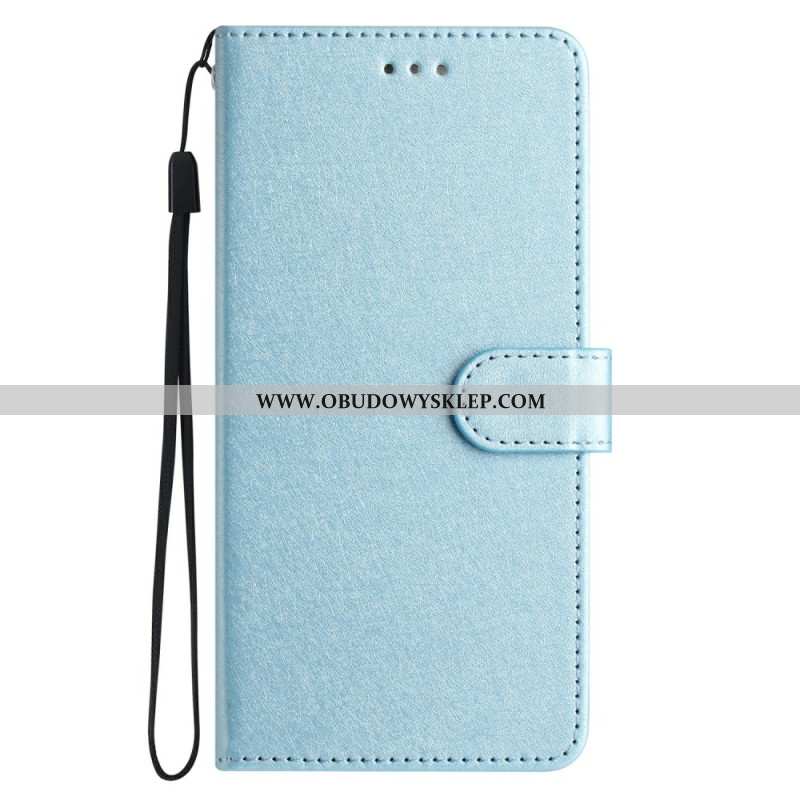 Etui Folio Do Xiaomi 14t Pro Jedwabna Tekstura Na Ramiączkach