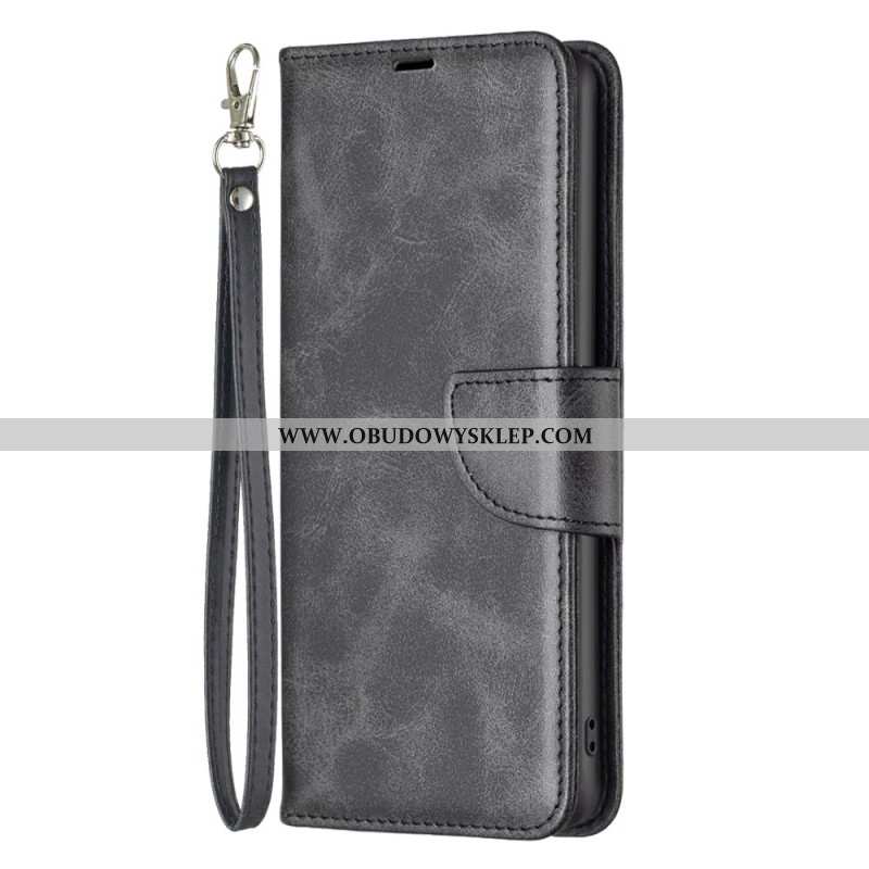 Etui Folio Do iPhone 16 Pro Efekt Gładkiej Skóry Z Paskiem