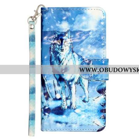 Etui Folio Do iPhone 16 Pro Max Wilk Śnieżny Z Paskiem