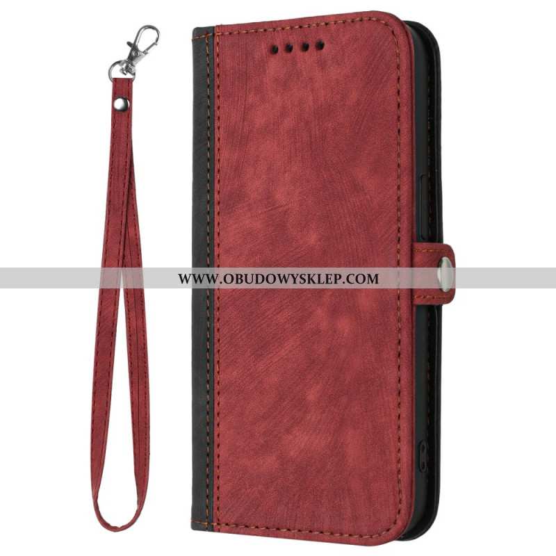 Etui Folio Oppo Reno 12 Pro 5g Dwukolorowy Pasek Etui Ochronne