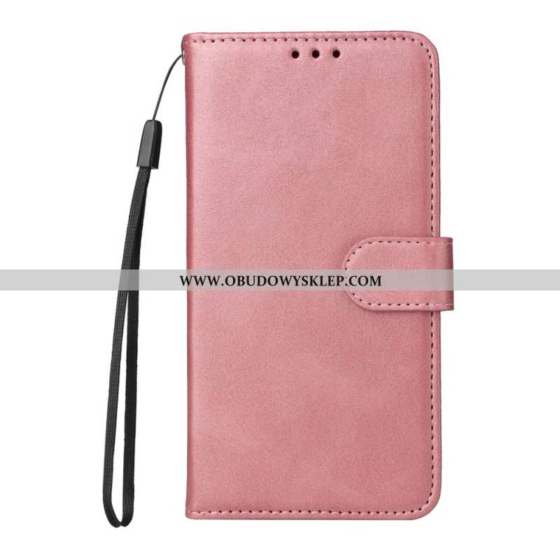 Etui Folio Oppo Reno 12f 5g Zwykła Sztuczna Skóra Z Paskiem Etui Ochronne