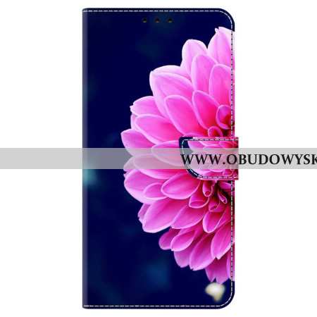 Etui Folio Samsung Galaxy A15 Różowe Kwiaty Na Niebieskim Tle