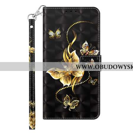 Etui Folio Samsung Galaxy A55 5g Nadruk W Złote Motyle Z Paskiem