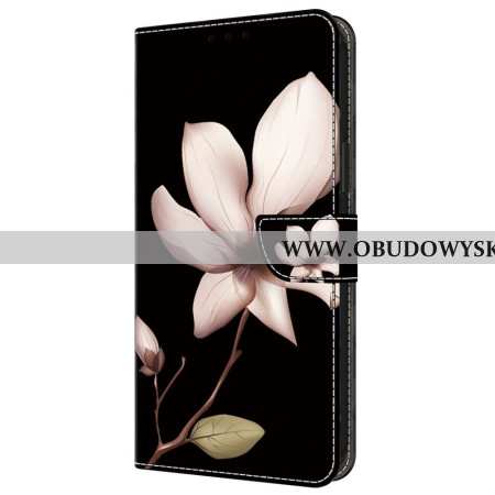Etui Folio Samsung Galaxy A55 5g Różowe Kwiaty Na CZarnym Tle