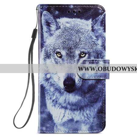 Etui Folio Samsung Galaxy S24 5g Biały Wilk Z Paskiem